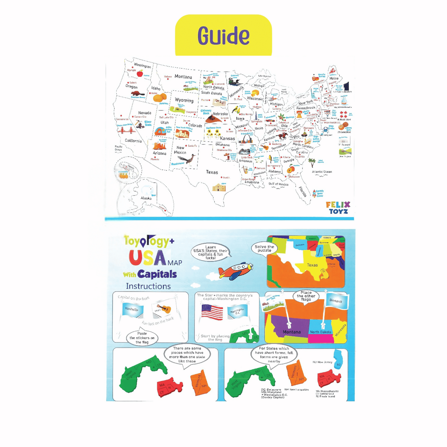 Toyology USA Map Puzzle with Flags