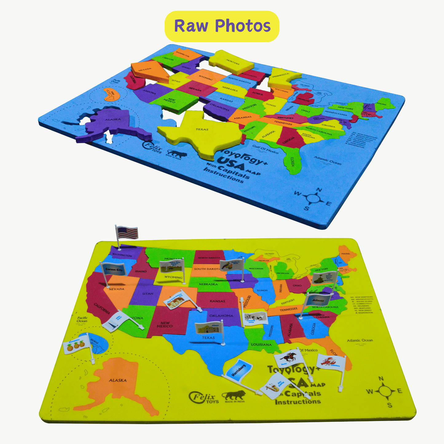 Toyology USA Map Puzzle with Flags
