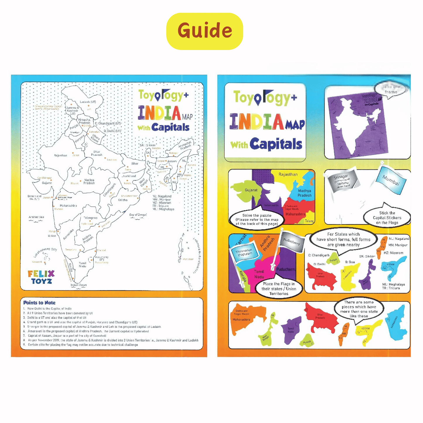 Toyology India Map Puzzle with capitals