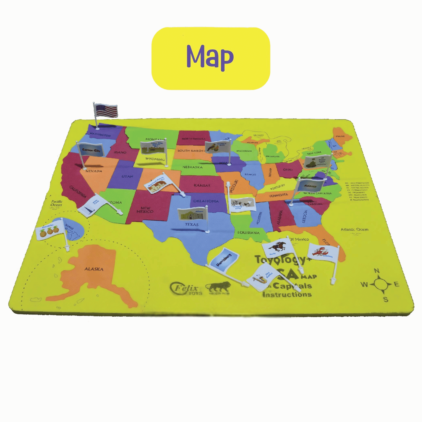 Toyology USA Map Puzzle with Flags