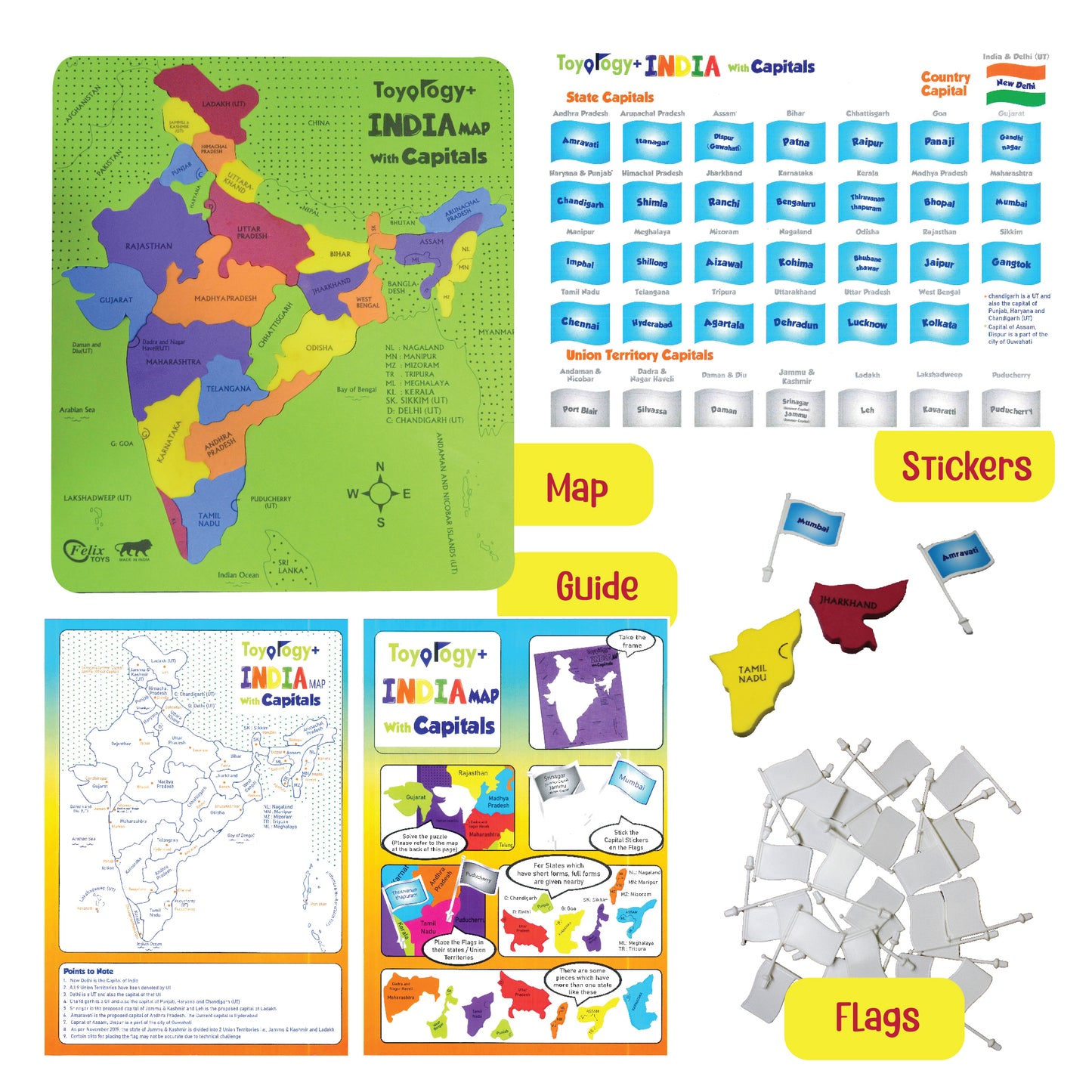 Toyology India Map Puzzle with capitals