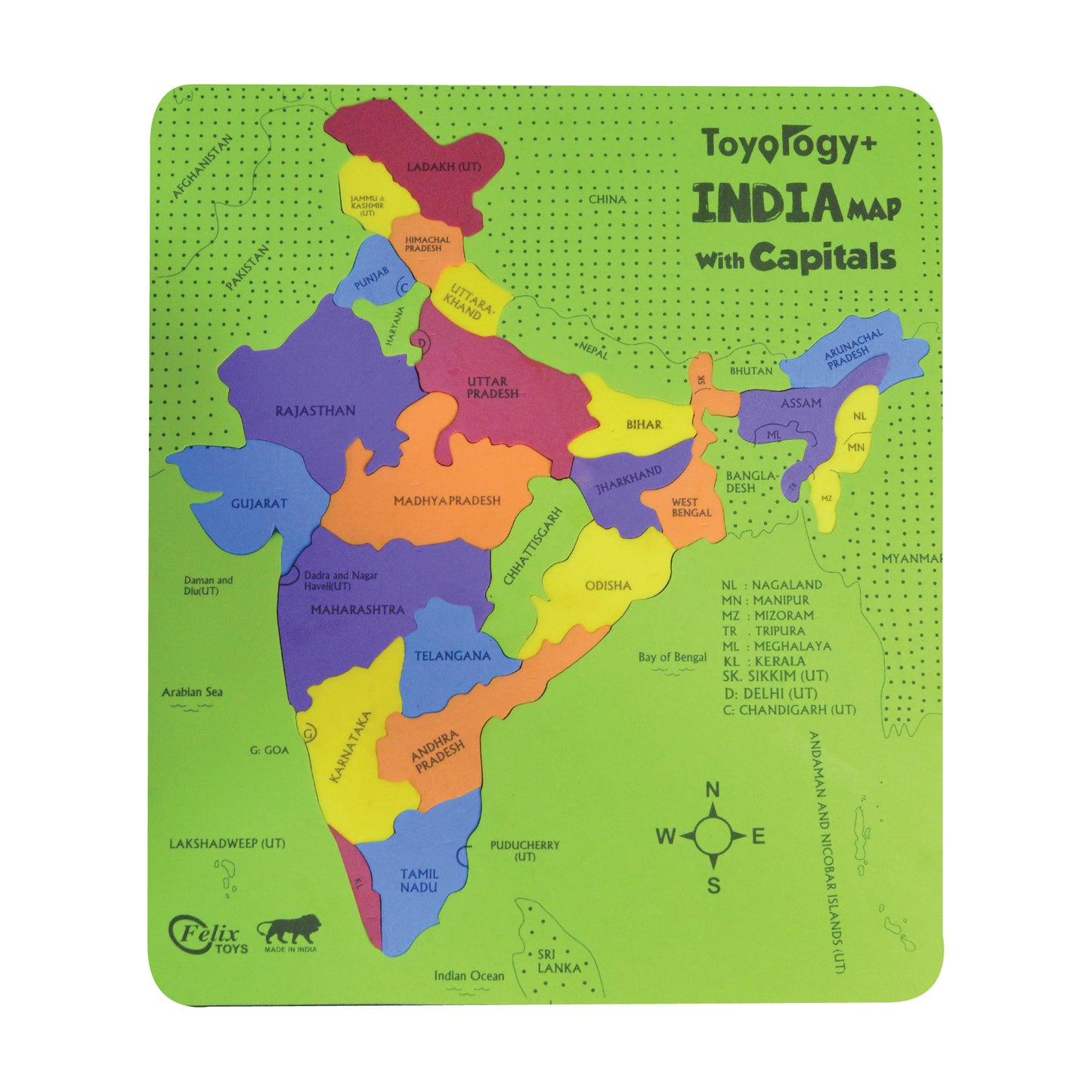 Toyology India Map Puzzle with capitals