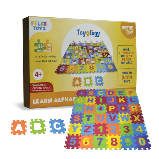 ABCD Learning Puzzle with Fun Flags and Stickers