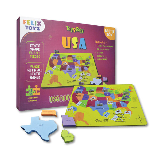 Toyology USA Map Puzzle with Flags