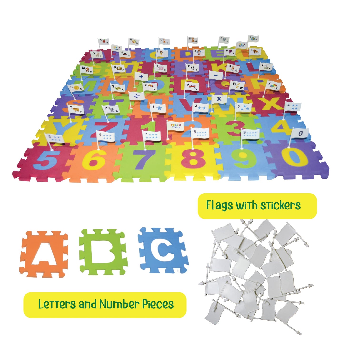 ABCD Learning Puzzle with Fun Flags and Stickers